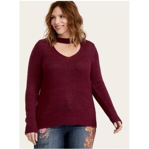 Torrid Cutout Choker Pullover Knit Sweater Purple 3X